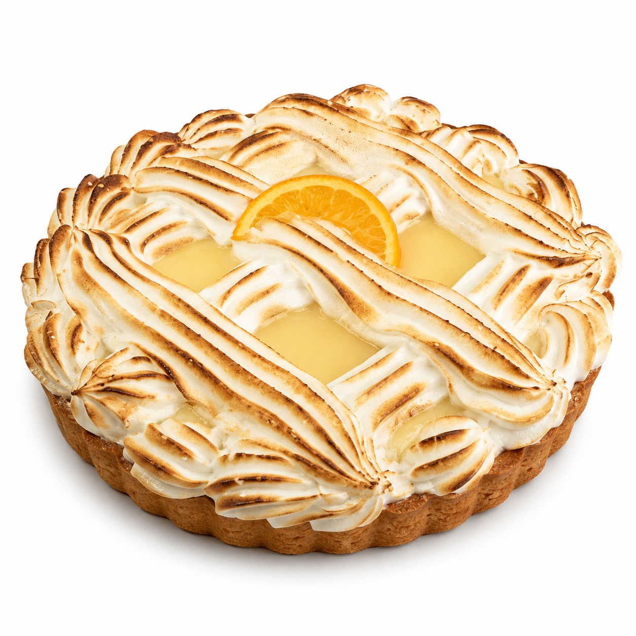 Pie naranja, limon y frambuesa